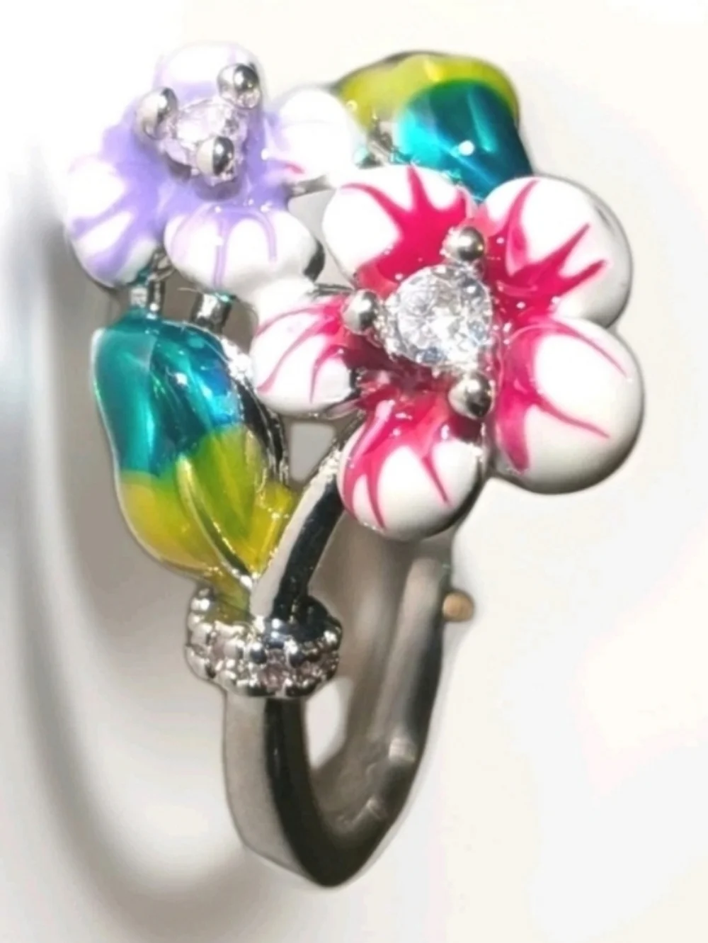 Ladies Elegant S925 Silver Floral Ring